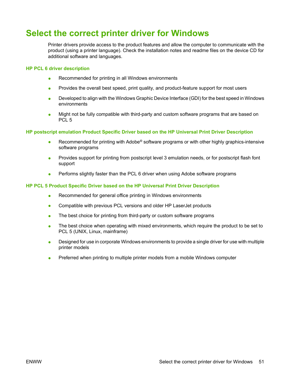 Select the correct printer driver for windows | HP LaserJet M9040M9050 Multifunction Printer series User Manual | Page 65 / 288