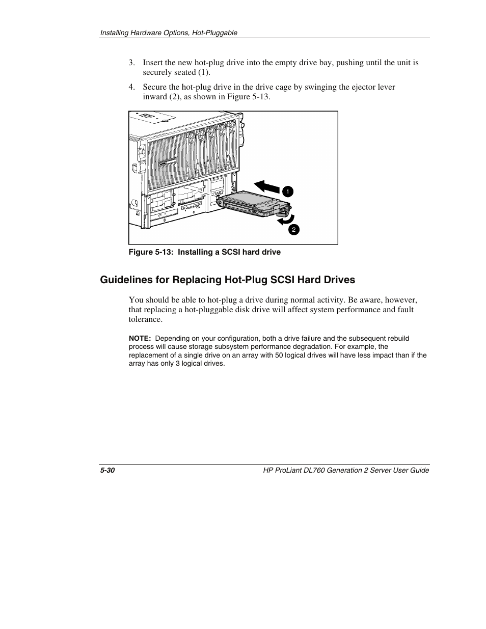 Guidelines for replacing hot-plug scsi hard drives | HP ProLiant DL760 G2 Server User Manual | Page 145 / 299