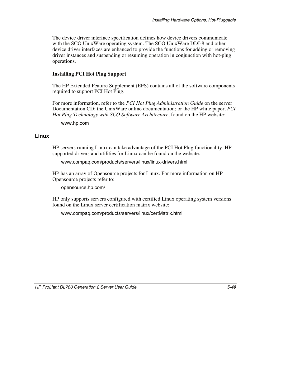 Linux | HP ProLiant DL760 G2 Server User Manual | Page 164 / 299