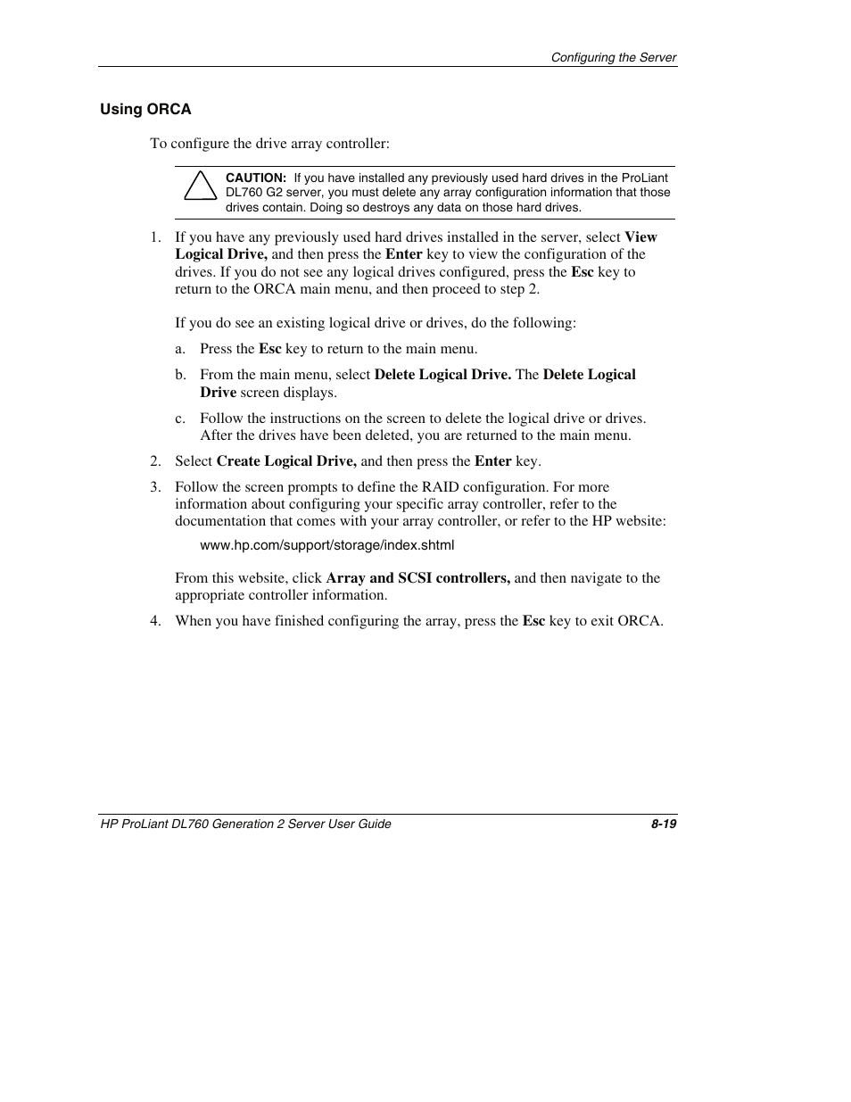 Using orca | HP ProLiant DL760 G2 Server User Manual | Page 212 / 299