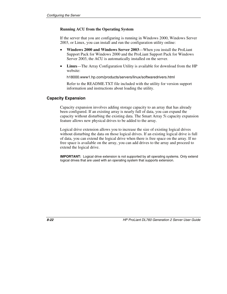 Capacity expansion | HP ProLiant DL760 G2 Server User Manual | Page 215 / 299