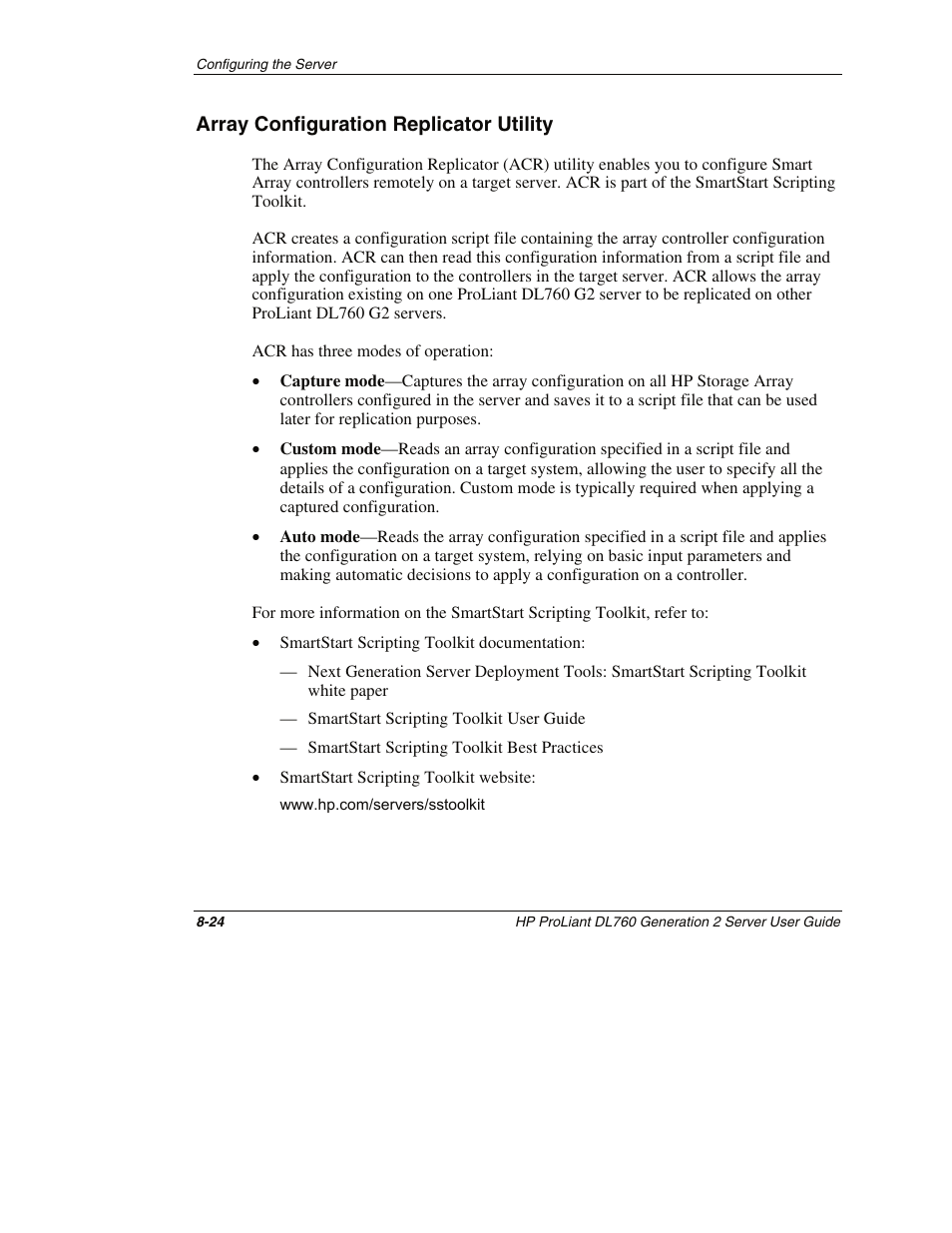 Array configuration replicator utility, Array configuration replicator utility -24 | HP ProLiant DL760 G2 Server User Manual | Page 217 / 299