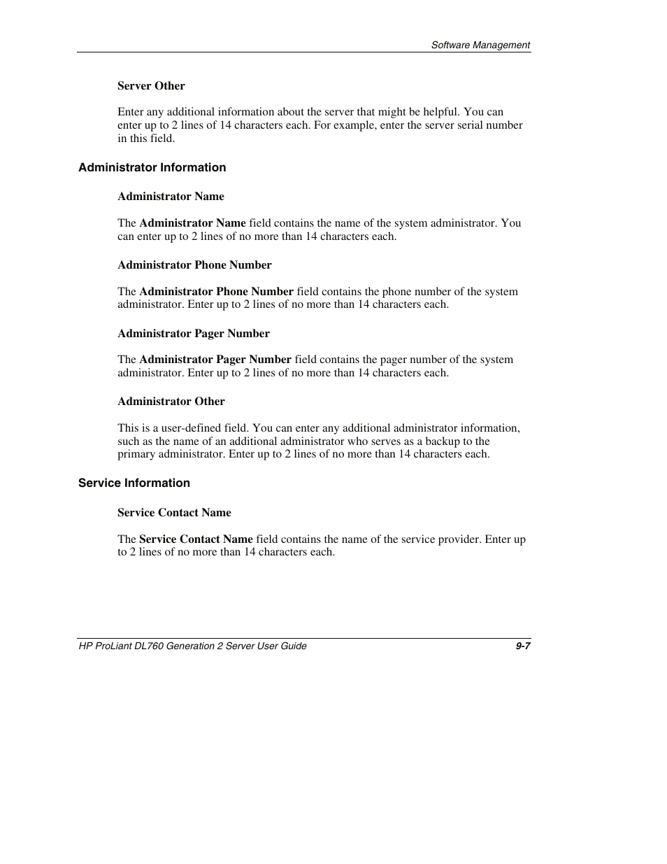 Administrator information, Service information | HP ProLiant DL760 G2 Server User Manual | Page 226 / 299