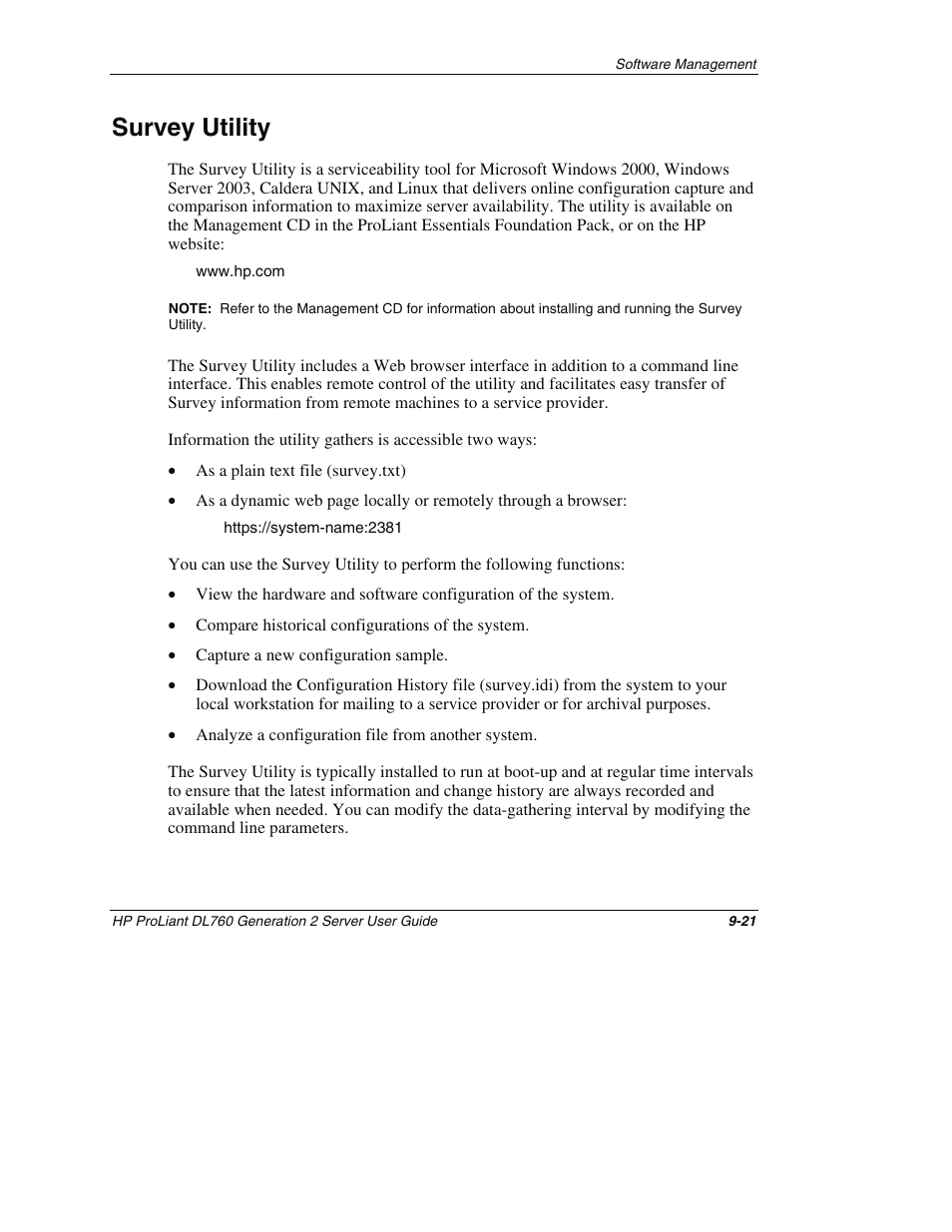 Survey utility, Survey utility -21 | HP ProLiant DL760 G2 Server User Manual | Page 240 / 299