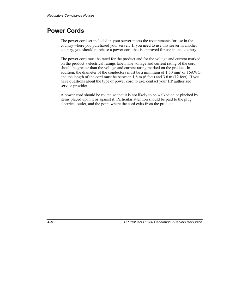 Power cords | HP ProLiant DL760 G2 Server User Manual | Page 249 / 299