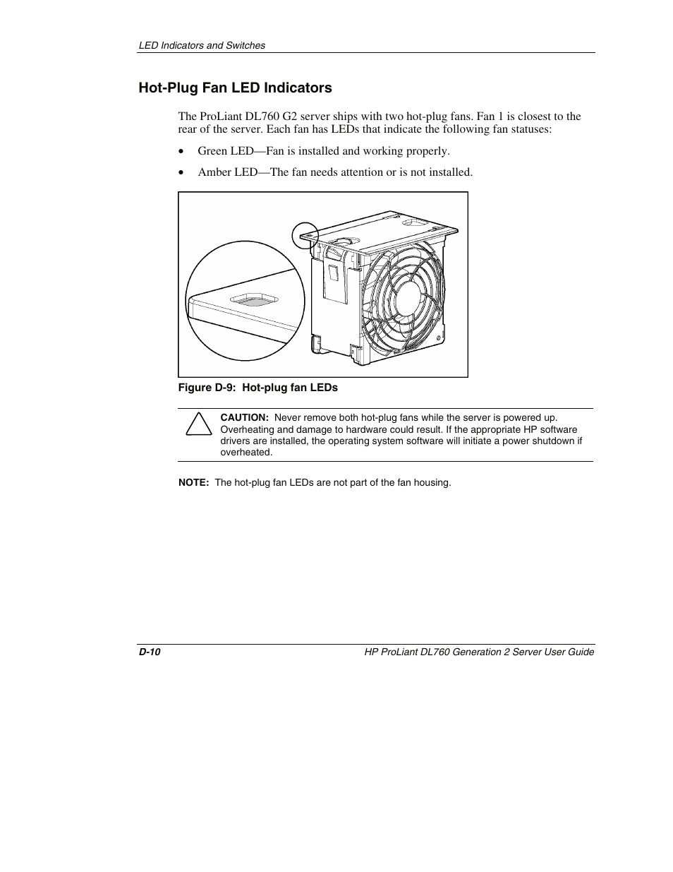 Hot-plug fan led indicators | HP ProLiant DL760 G2 Server User Manual | Page 263 / 299