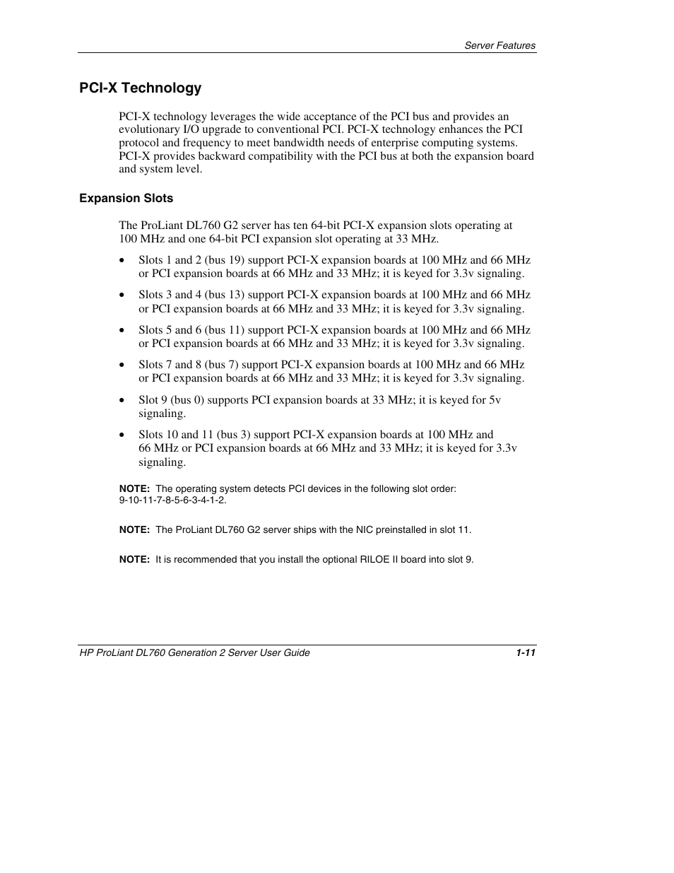 Pci-x technology, Expansion slots, Pci-x technology -11 | HP ProLiant DL760 G2 Server User Manual | Page 28 / 299