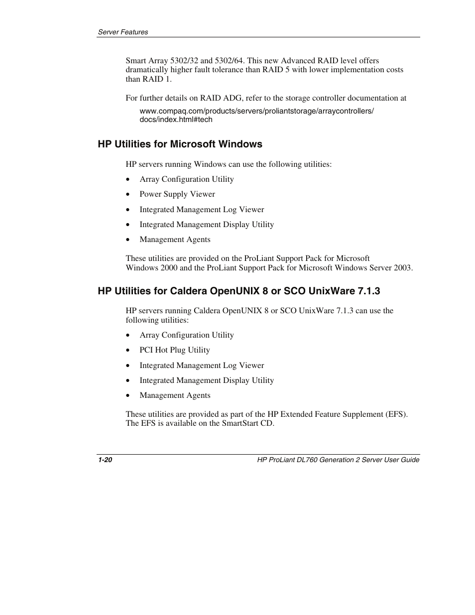 Hp utilities for microsoft windows, Hp utilities for microsoft windows -20 | HP ProLiant DL760 G2 Server User Manual | Page 37 / 299