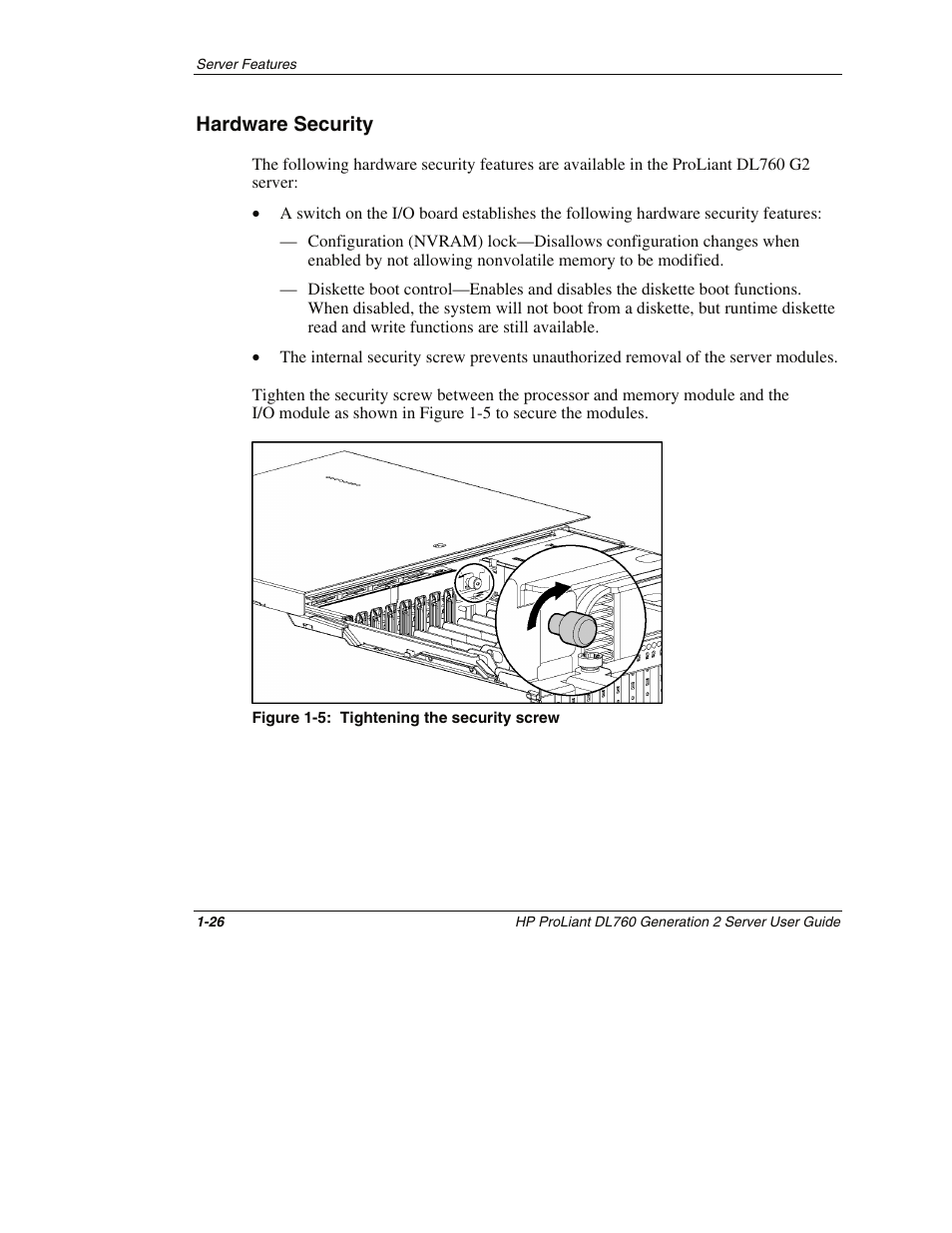 Hardware security, Hardware security -26 | HP ProLiant DL760 G2 Server User Manual | Page 43 / 299