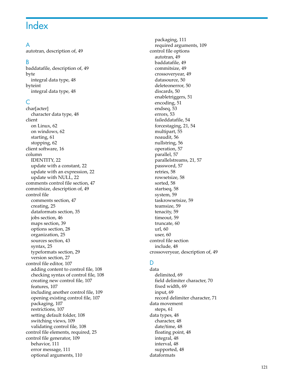 Index | HP Neoview Release 2.4 Software User Manual | Page 121 / 124