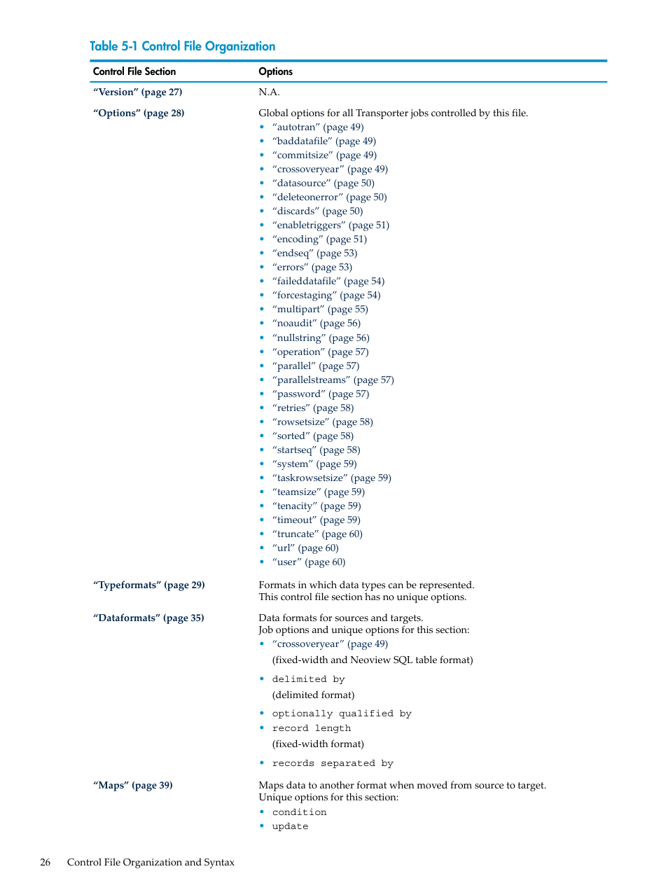 Control file organization | HP Neoview Release 2.4 Software User Manual | Page 26 / 124