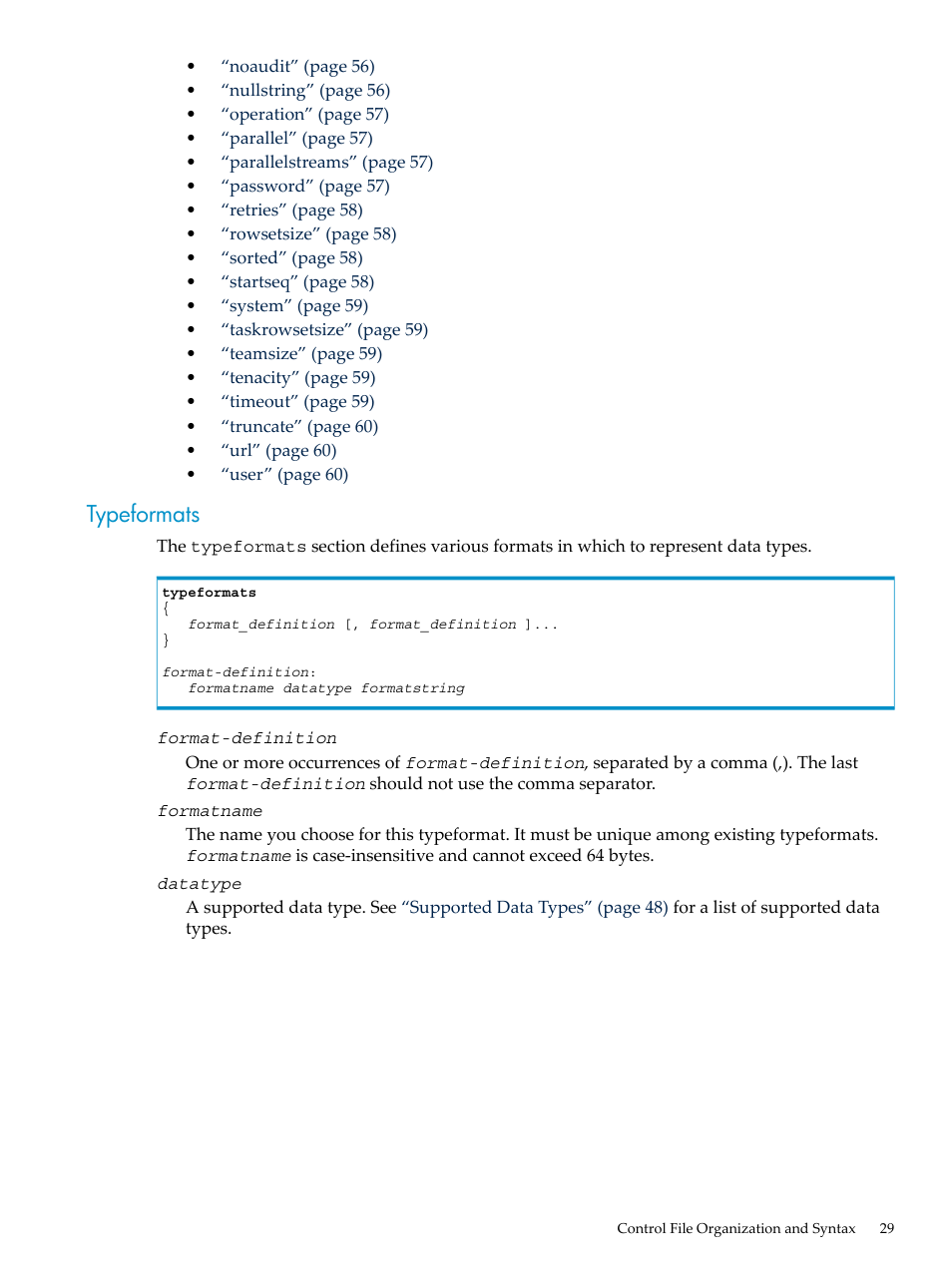 Typeformats | HP Neoview Release 2.4 Software User Manual | Page 29 / 124