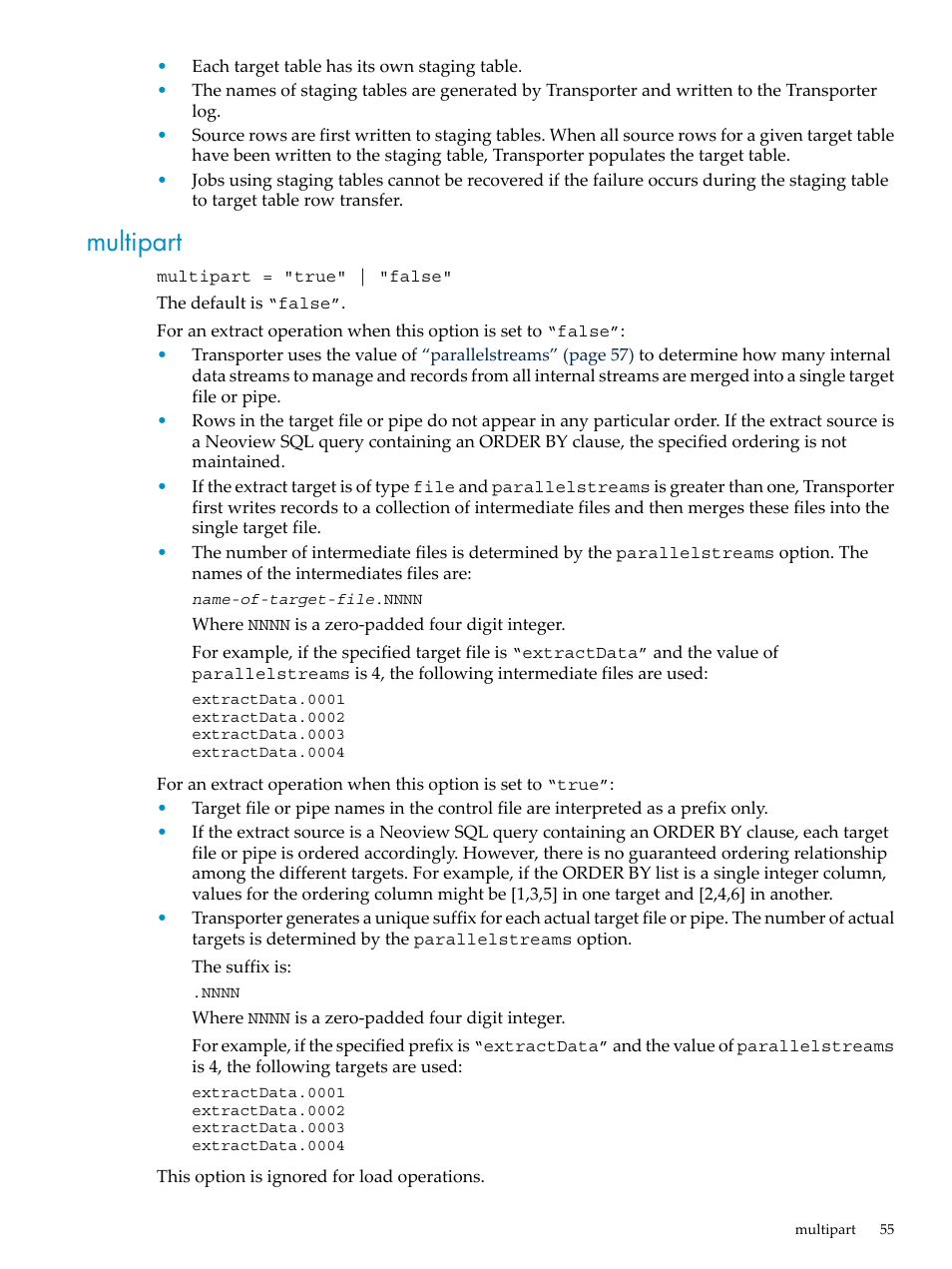 Multipart | HP Neoview Release 2.4 Software User Manual | Page 55 / 124