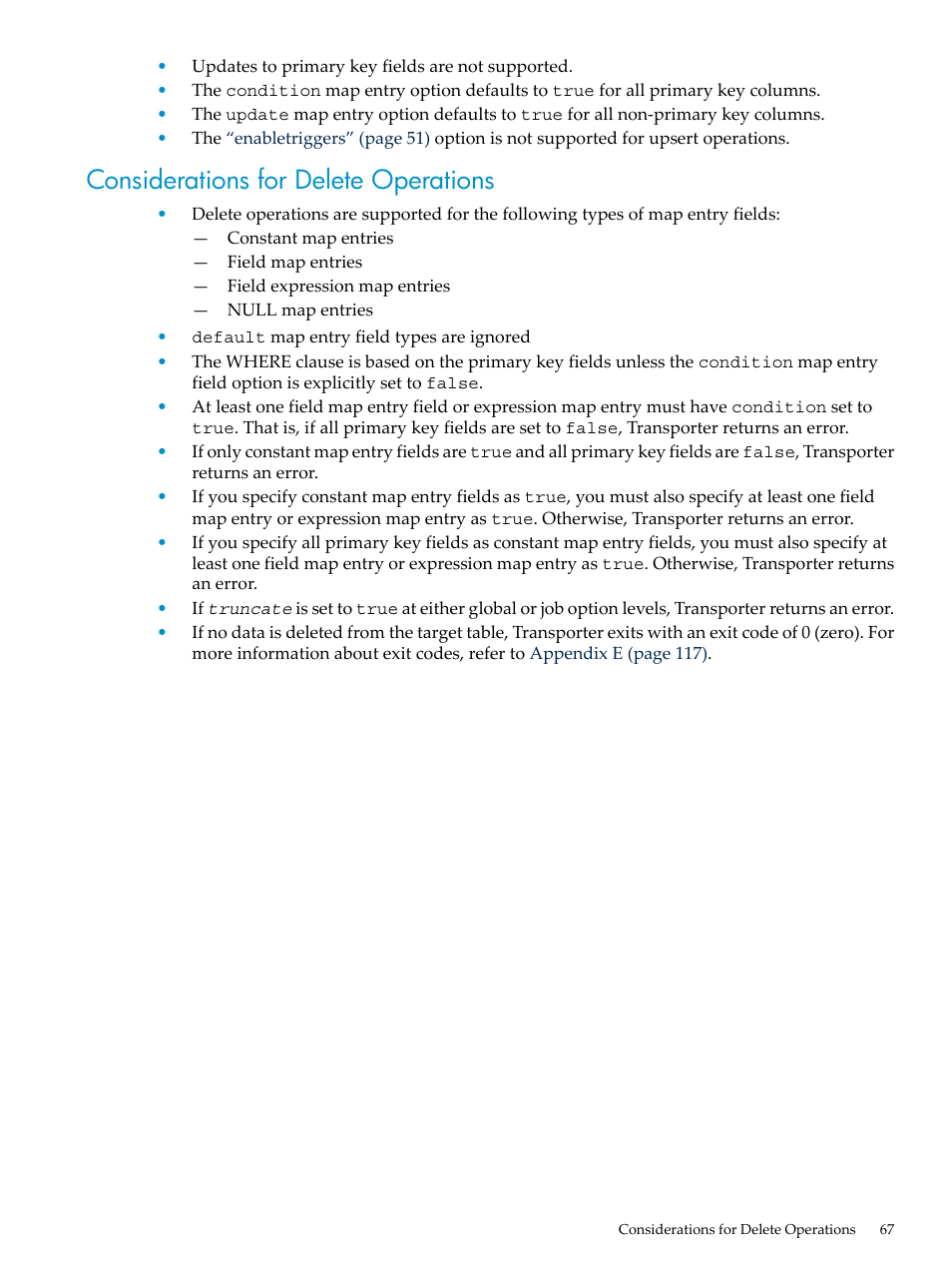 Considerations for delete operations | HP Neoview Release 2.4 Software User Manual | Page 67 / 124