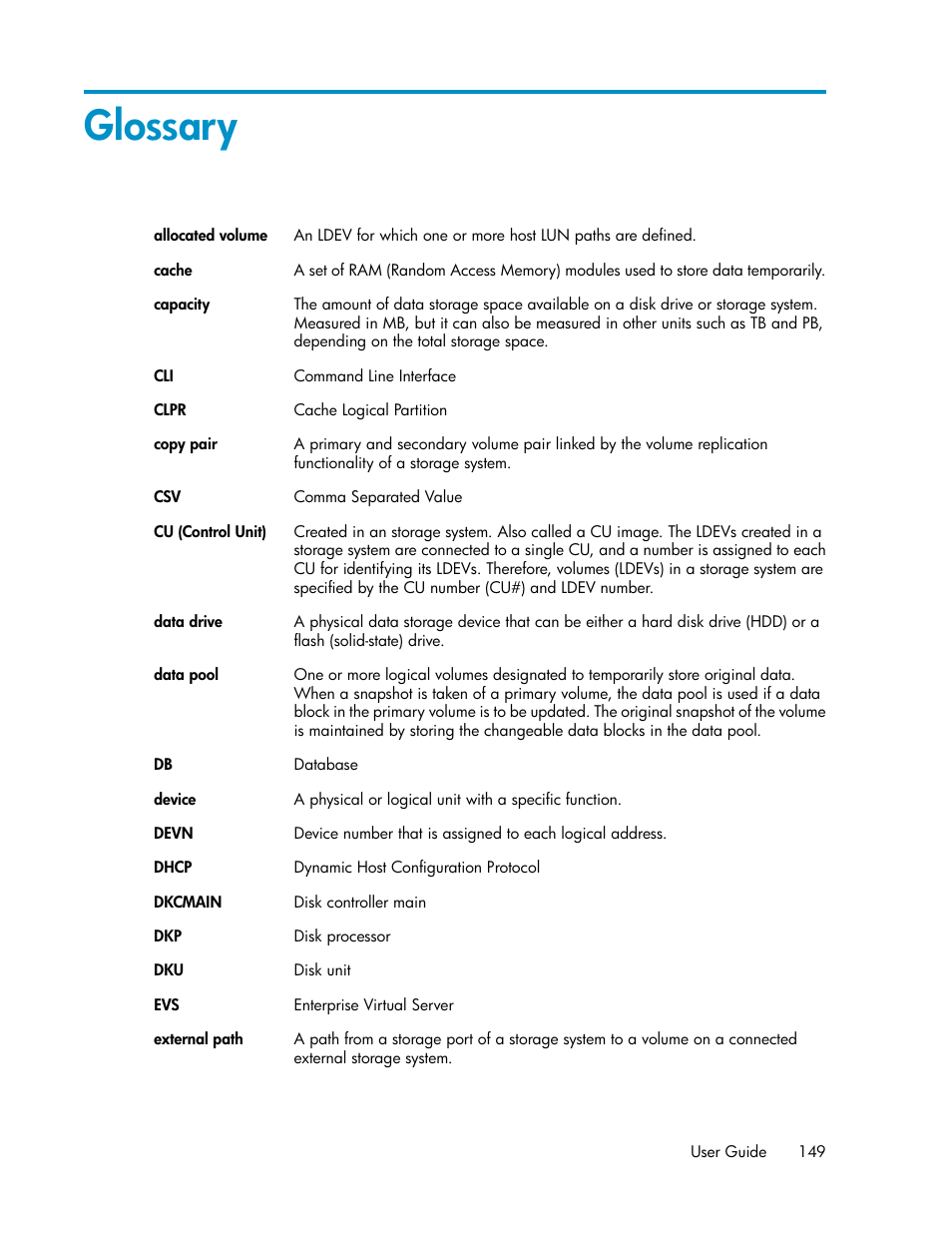 Glossary | HP XP Racks User Manual | Page 149 / 158