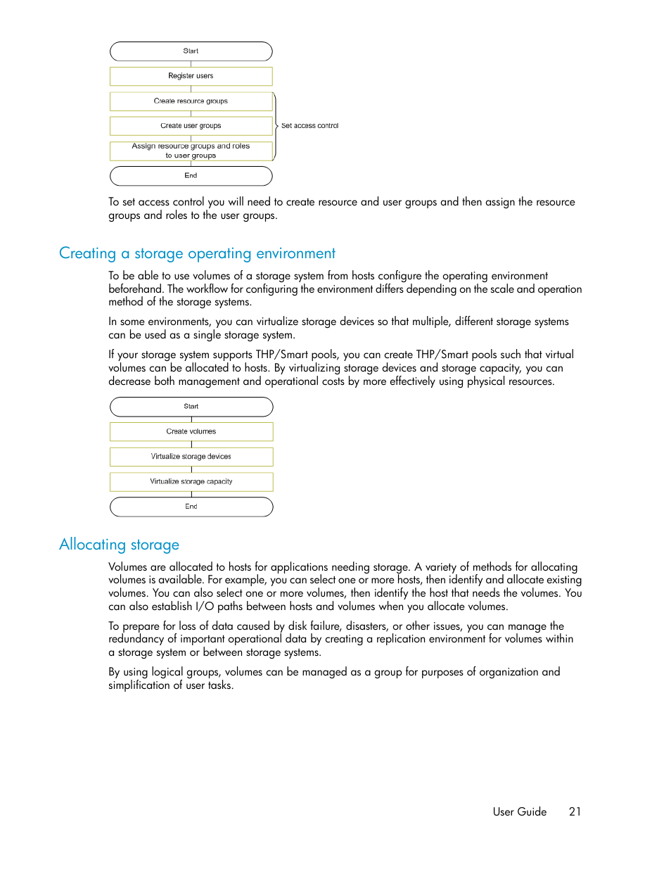 Creating a storage operating environment, Allocating storage, 21 allocating storage | HP XP Racks User Manual | Page 21 / 158