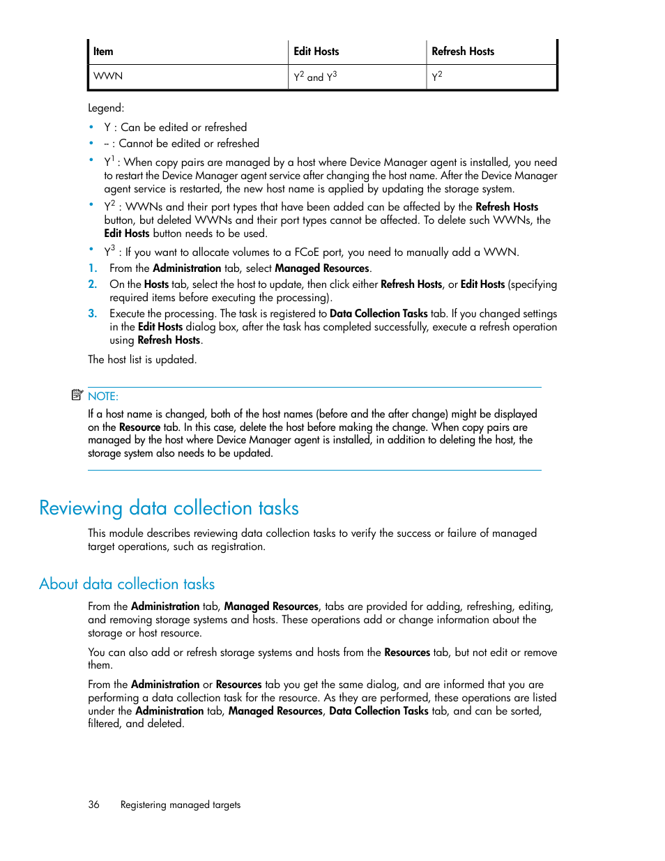 Reviewing data collection tasks, About data collection tasks | HP XP Racks User Manual | Page 36 / 158