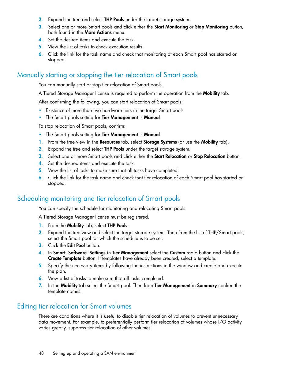 Editing tier relocation for smart volumes, 48 editing tier relocation for smart volumes | HP XP Racks User Manual | Page 48 / 158