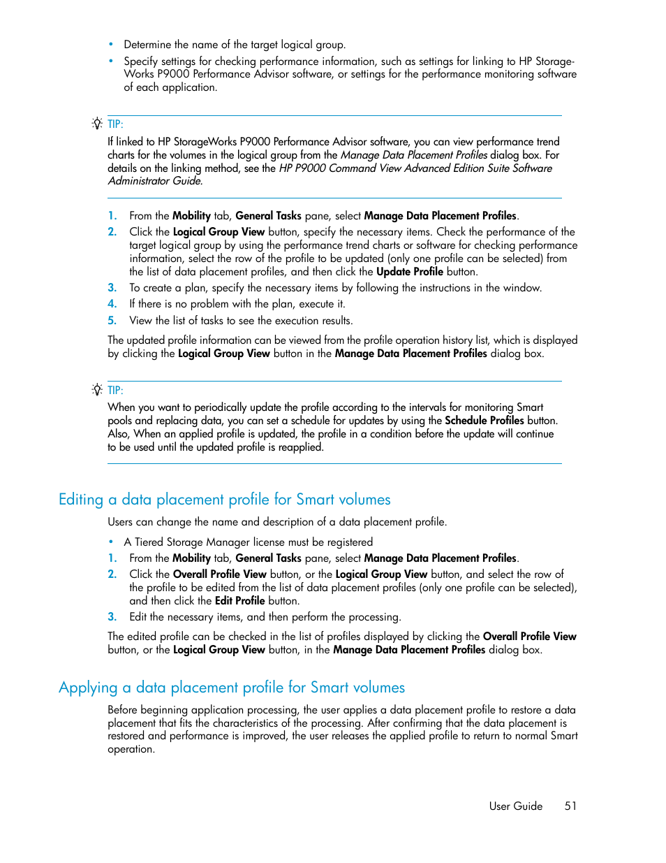 Editing a data placement profile for smart volumes | HP XP Racks User Manual | Page 51 / 158