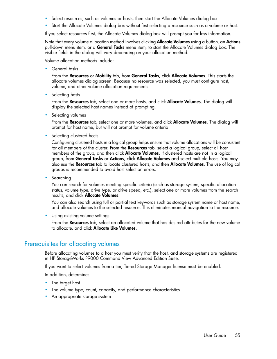 Prerequisites for allocating volumes | HP XP Racks User Manual | Page 55 / 158