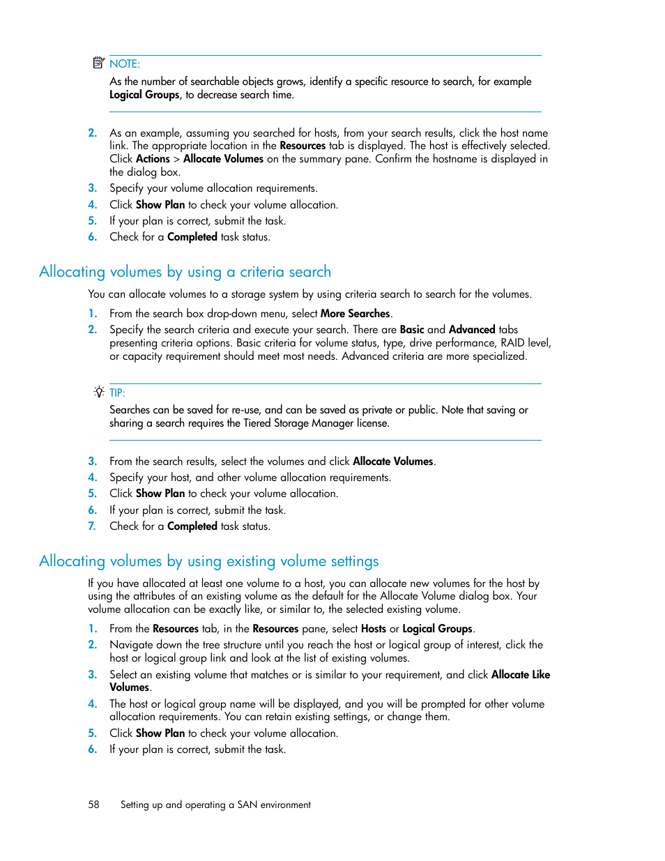 Allocating volumes by using a criteria search | HP XP Racks User Manual | Page 58 / 158