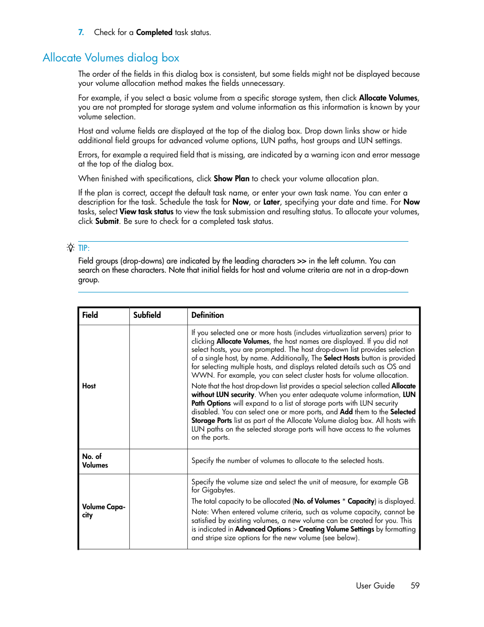 Allocate volumes dialog box | HP XP Racks User Manual | Page 59 / 158