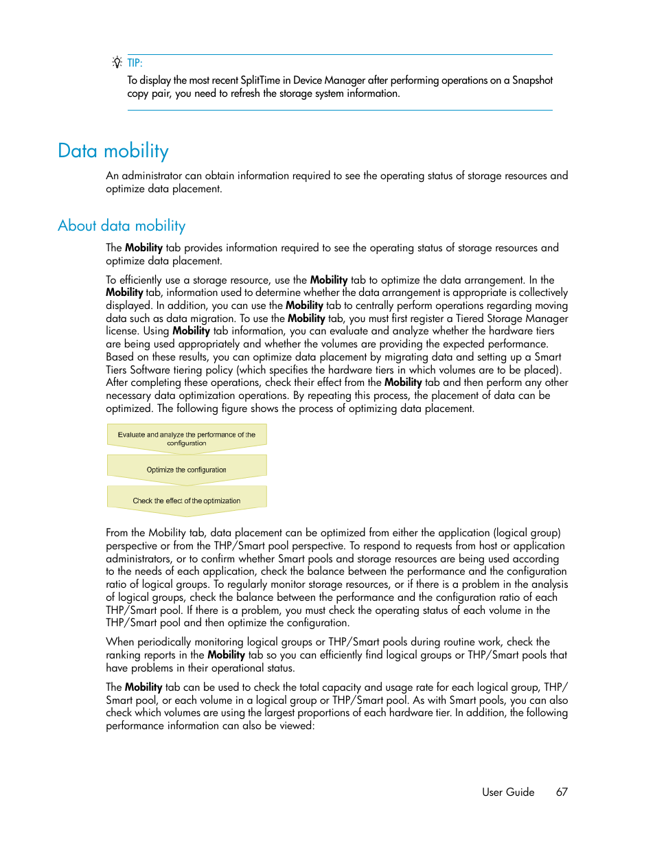 Data mobility, About data mobility | HP XP Racks User Manual | Page 67 / 158