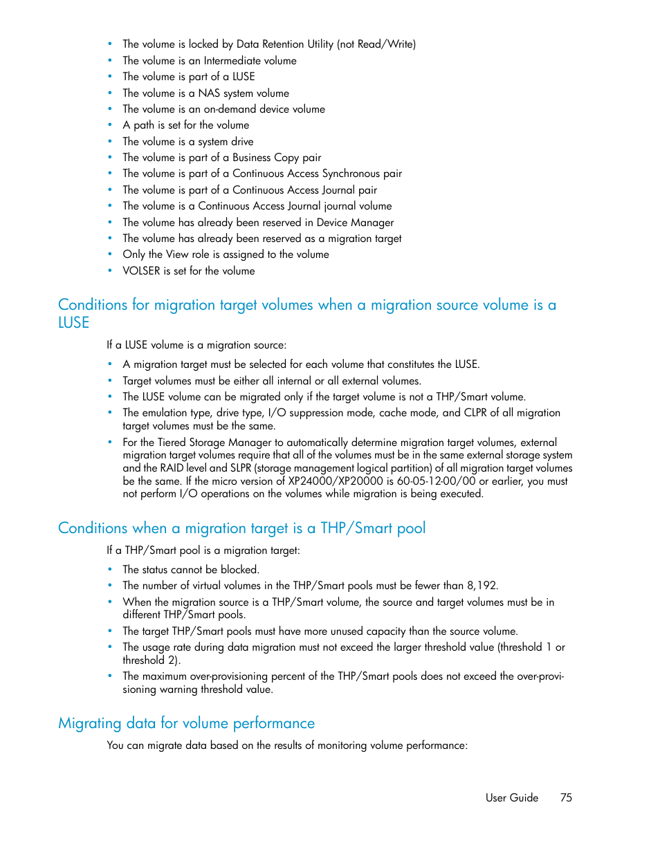 Migrating data for volume performance, 75 migrating data for volume performance | HP XP Racks User Manual | Page 75 / 158