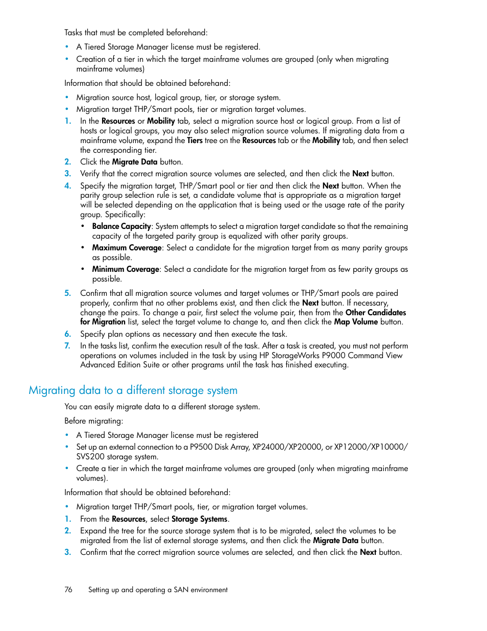 Migrating data to a different storage system | HP XP Racks User Manual | Page 76 / 158