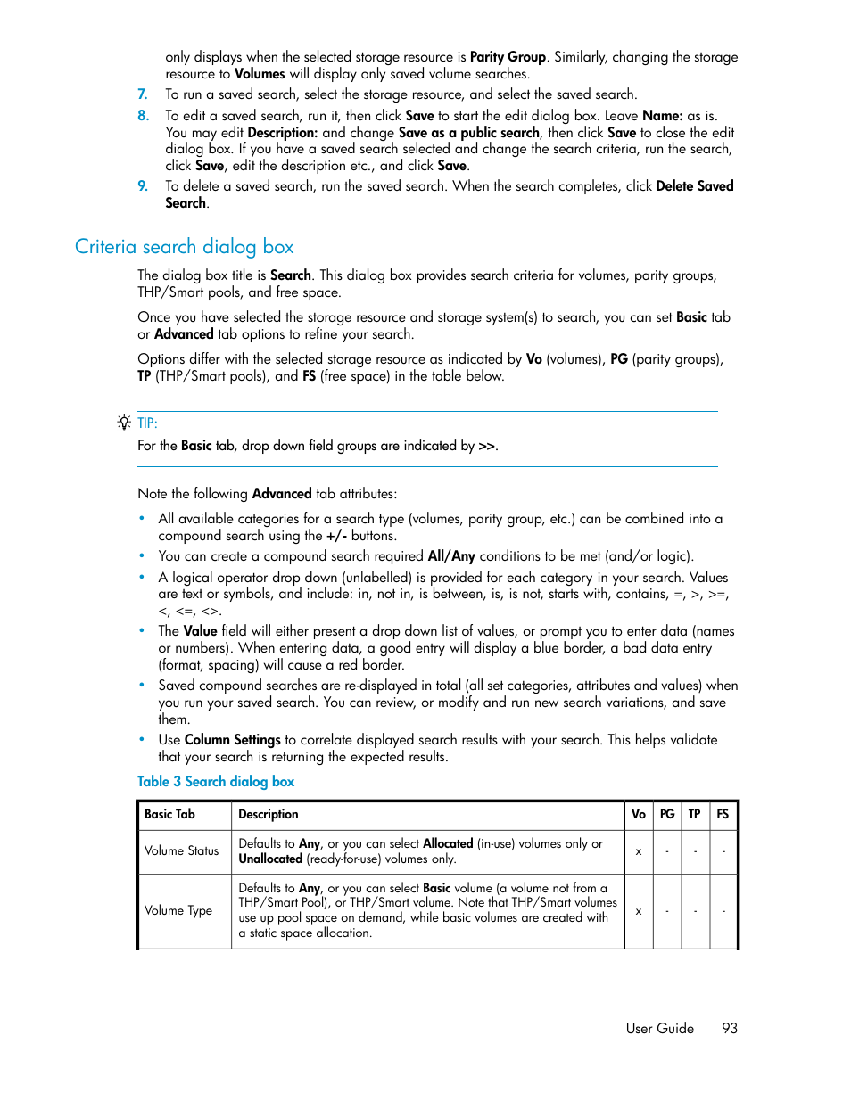 Criteria search dialog box, Search dialog box | HP XP Racks User Manual | Page 93 / 158