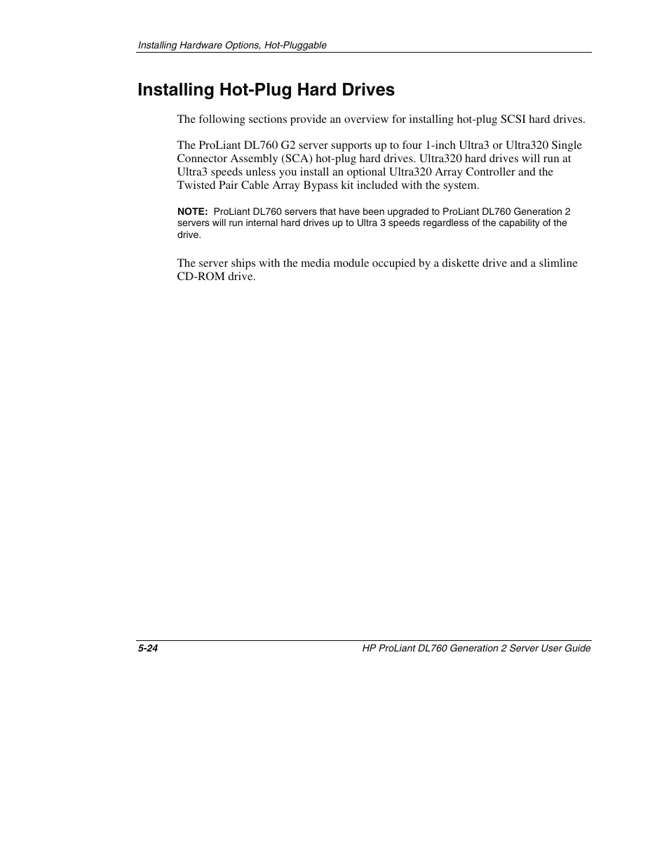 Installing hot-plug hard drives, Installing hot-plug hard drives -24 | HP ProLiant DL760 G2 Server User Manual | Page 139 / 299