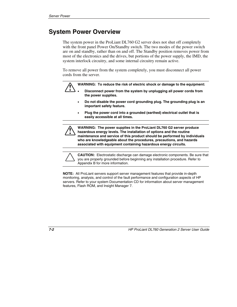 System power overview, System power overview -2 | HP ProLiant DL760 G2 Server User Manual | Page 182 / 299