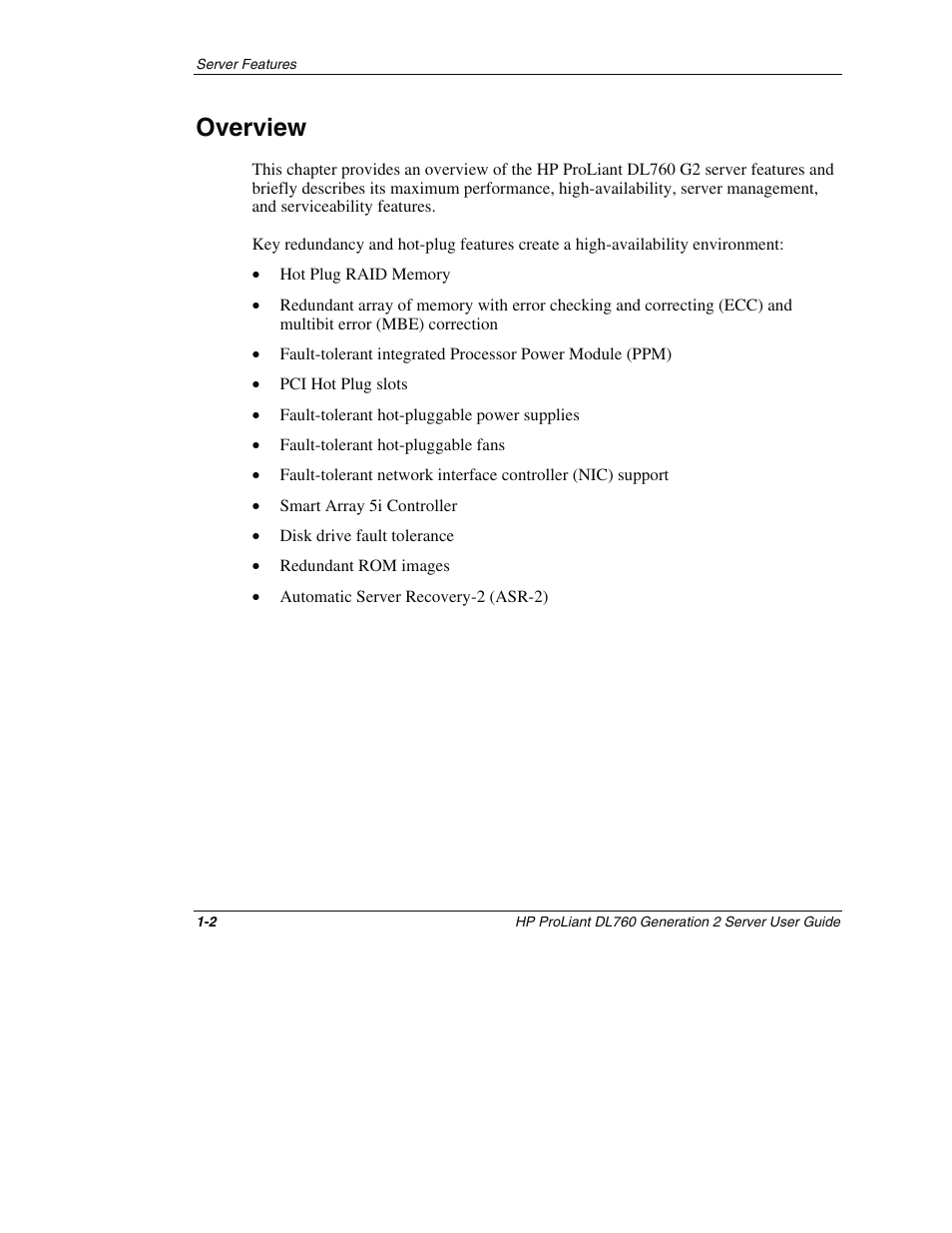 Overview, Overview -2 | HP ProLiant DL760 G2 Server User Manual | Page 19 / 299
