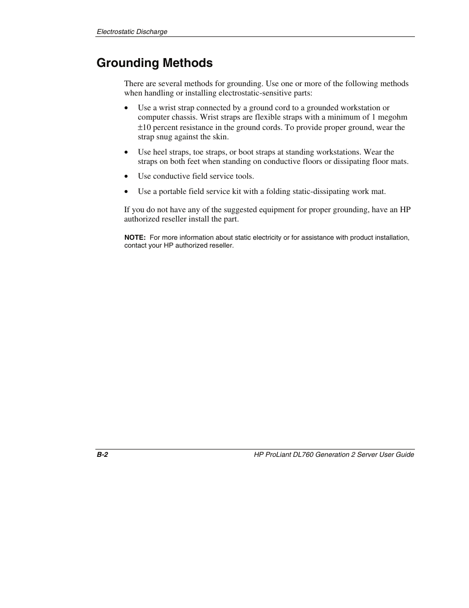 Grounding methods | HP ProLiant DL760 G2 Server User Manual | Page 252 / 299