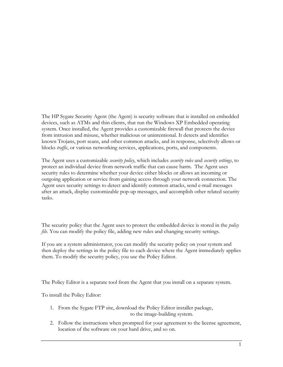 Ch. 1: overview of the agent, Modifying the security policy, Using the policy editor | Chapter 1. overview of the agent | HP Compaq t5720 Thin Client User Manual | Page 11 / 76