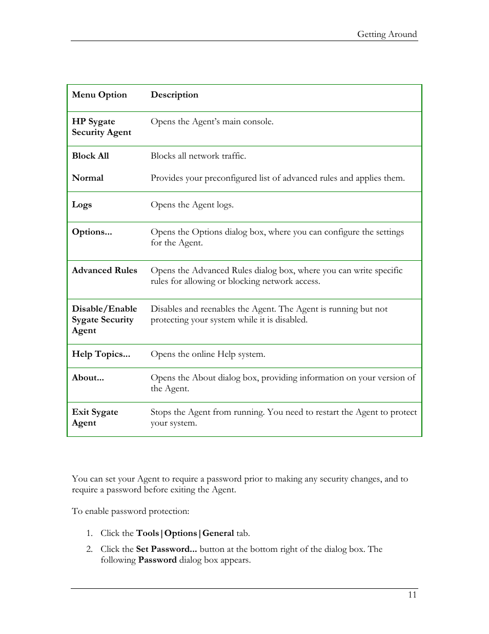 Enabling password protection, Table 4, System tray icon menu | HP Compaq t5720 Thin Client User Manual | Page 21 / 76