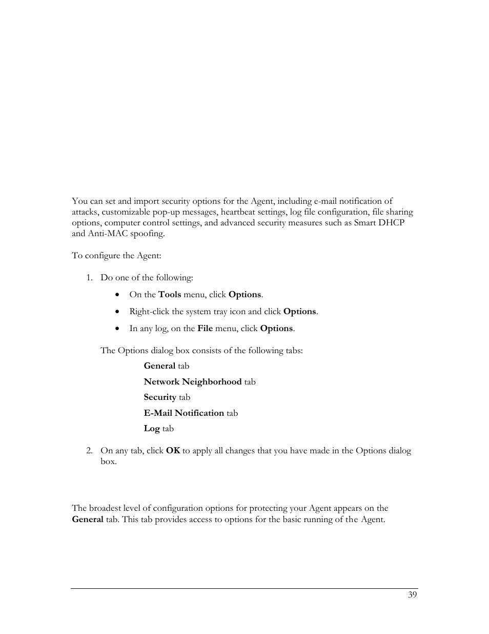 Configuring the agent’s settings, General tab, Chapter 6. configuring the agent’s settings | HP Compaq t5720 Thin Client User Manual | Page 49 / 76