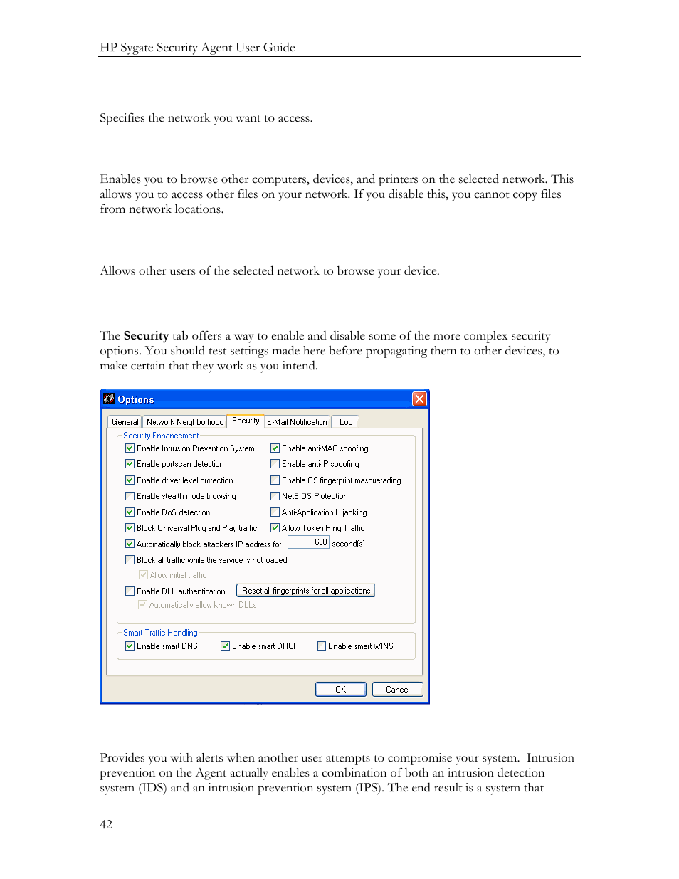 Security tab, Enable intrusion prevention system | HP Compaq t5720 Thin Client User Manual | Page 52 / 76
