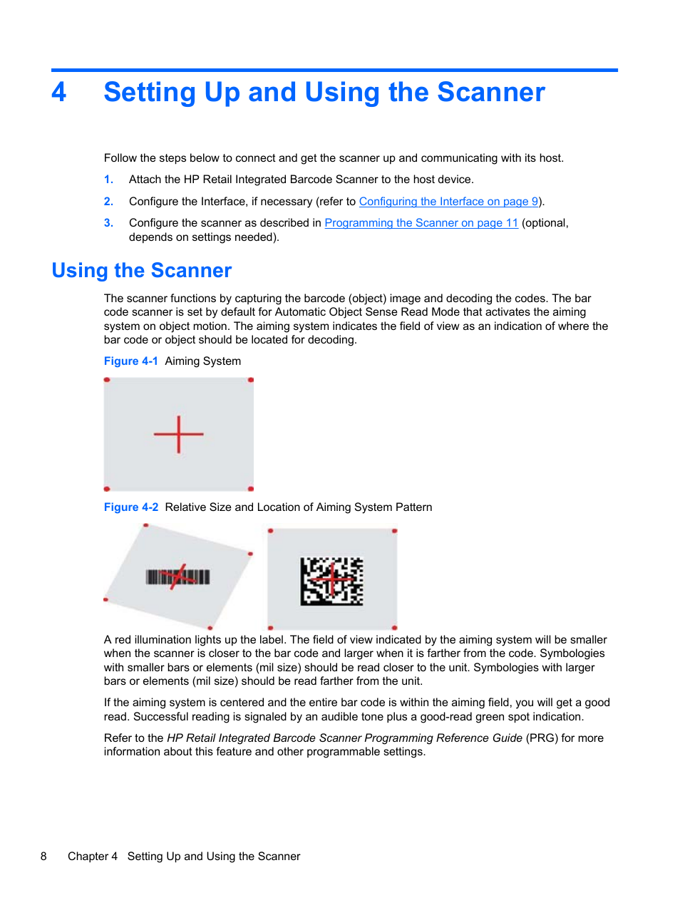 Setting up and using the scanner, Using the scanner, 4 setting up and using the scanner | 4setting up and using the scanner | HP RP7 Retail System Model 7800 User Manual | Page 14 / 32