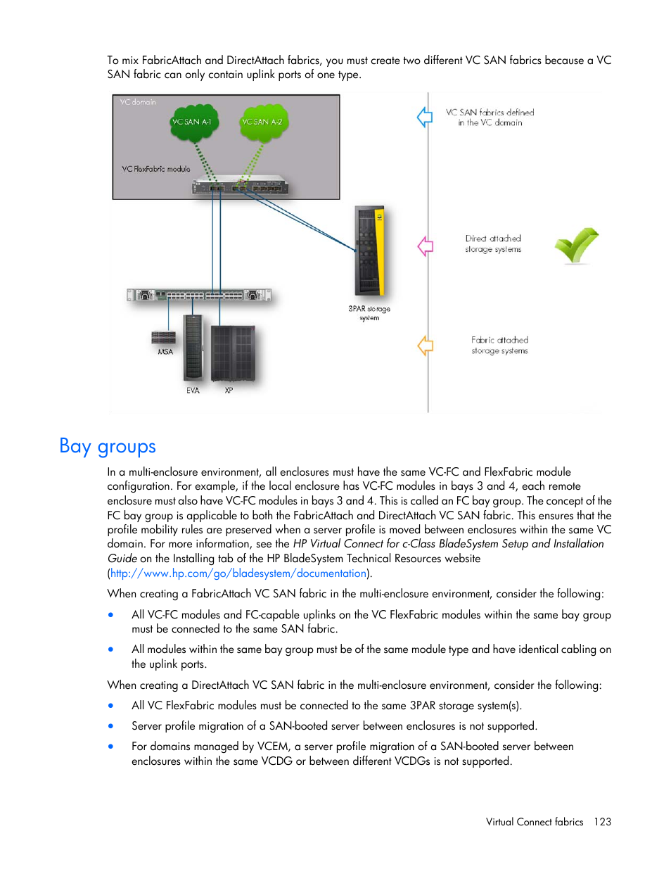 Bay groups | HP Virtual Connect 8Gb 24-port Fibre Channel Module for c-Class BladeSystem User Manual | Page 123 / 262