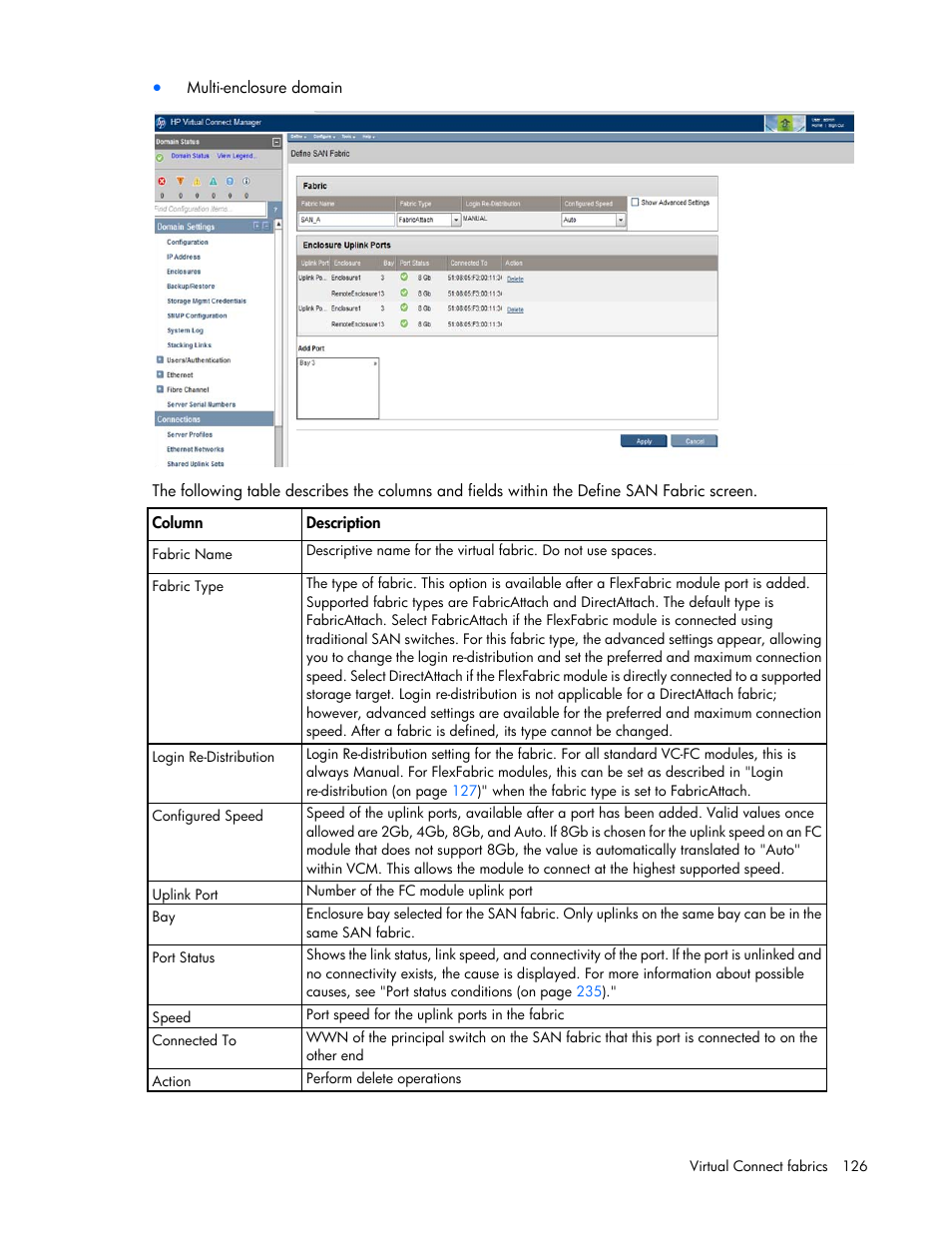HP Virtual Connect 8Gb 24-port Fibre Channel Module for c-Class BladeSystem User Manual | Page 126 / 262