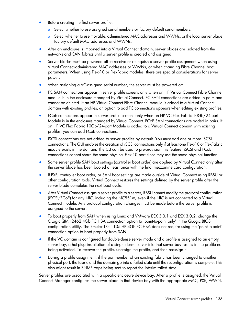 HP Virtual Connect 8Gb 24-port Fibre Channel Module for c-Class BladeSystem User Manual | Page 136 / 262