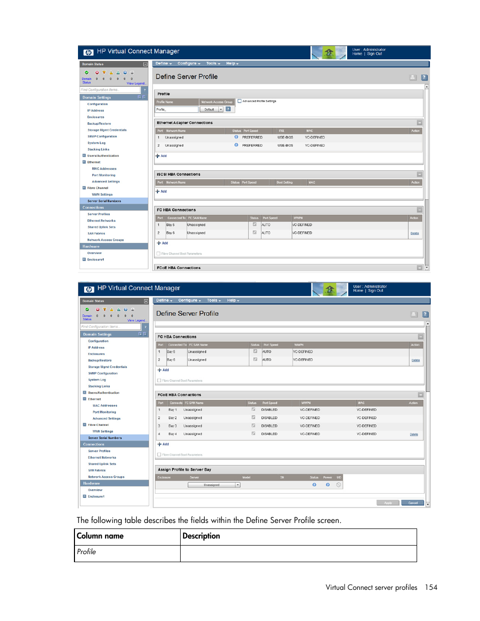 HP Virtual Connect 8Gb 24-port Fibre Channel Module for c-Class BladeSystem User Manual | Page 154 / 262
