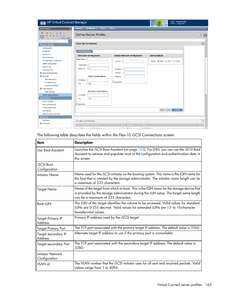 HP Virtual Connect 8Gb 24-port Fibre Channel Module for c-Class BladeSystem User Manual | Page 163 / 262