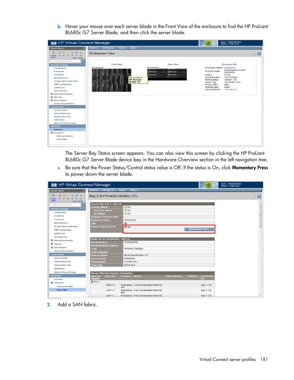 HP Virtual Connect 8Gb 24-port Fibre Channel Module for c-Class BladeSystem User Manual | Page 181 / 262