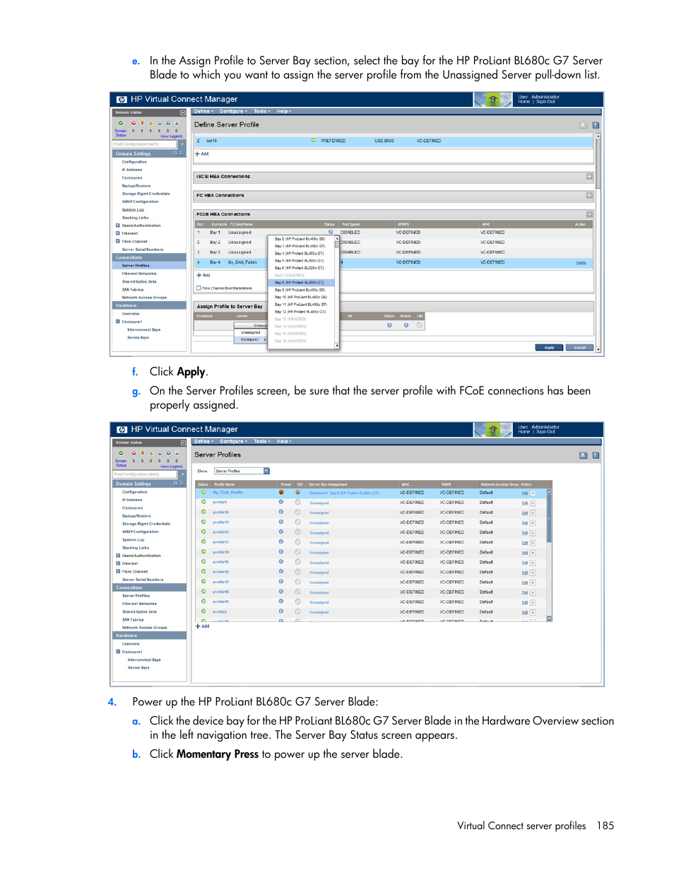 HP Virtual Connect 8Gb 24-port Fibre Channel Module for c-Class BladeSystem User Manual | Page 185 / 262