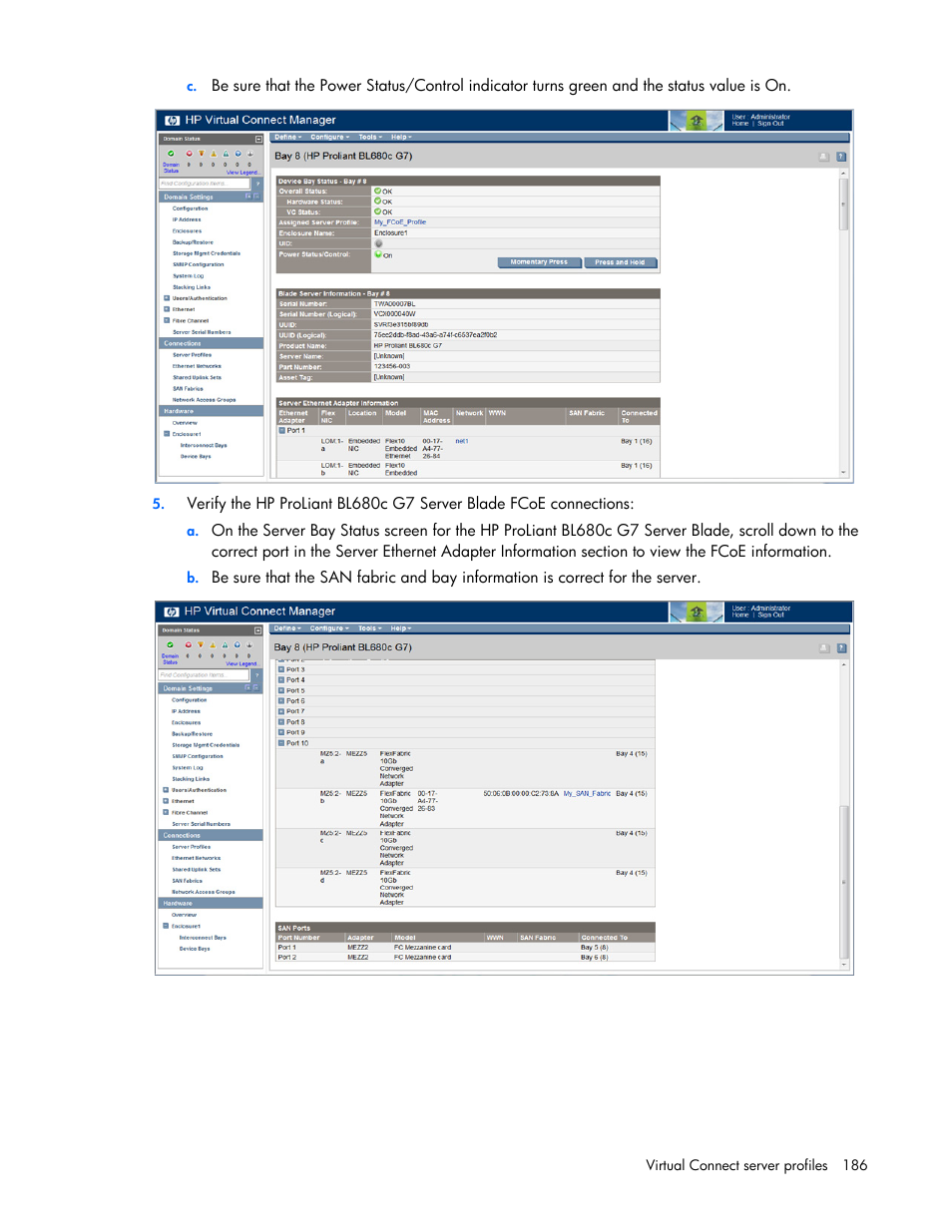 HP Virtual Connect 8Gb 24-port Fibre Channel Module for c-Class BladeSystem User Manual | Page 186 / 262