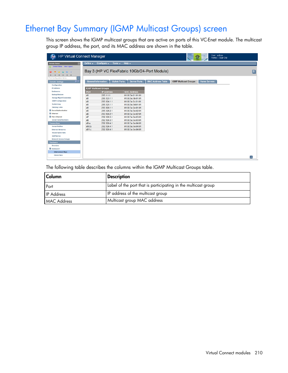 HP Virtual Connect 8Gb 24-port Fibre Channel Module for c-Class BladeSystem User Manual | Page 210 / 262