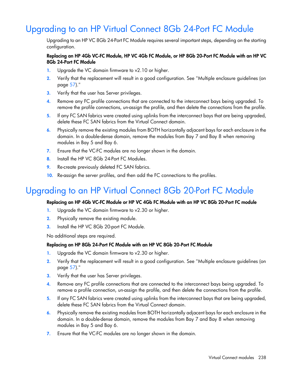 HP Virtual Connect 8Gb 24-port Fibre Channel Module for c-Class BladeSystem User Manual | Page 238 / 262
