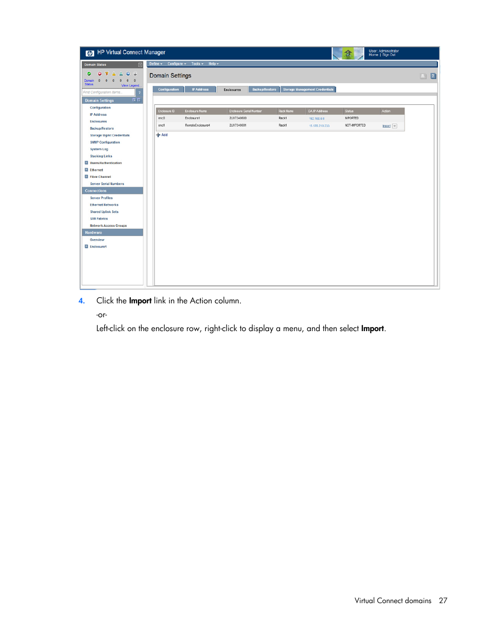 HP Virtual Connect 8Gb 24-port Fibre Channel Module for c-Class BladeSystem User Manual | Page 27 / 262